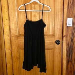 ♾️ Forever 21 Black Spaghetti Strap Mini Flowy Ruffle Hem Dress, Sz M, NWOT